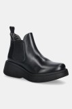 Fly London ghete chelsea de piele MULK159FLY culoarea negru, cu platformă, P145159010
