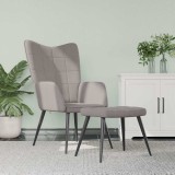 VidaXL Scaun de relaxare cu taburet, gri taupe, textil