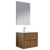 Cumpara ieftin Mobilier de baie Trent 60 cm cu chiuvetă ceramică (2 sertare) și oglindă 60x80 cm stejar apus de soare