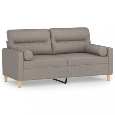 Canapea cu 2 locuri cu pernute, gri taupe, 140 cm, textil foto