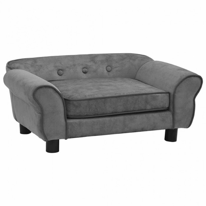 vidaXL Canapea pentru c&acirc;ini, gri, 72x45x30 cm, pluș