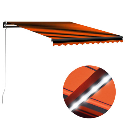 Copertină retractabilă manual LED, portocaliu/maro, 350x250 cm foto