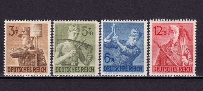 ✅ (S43) Germania Reich 1943 &quot;8 ani in serviciul muncii &quot; serie completa Michel 850/853 , MH - sarniera