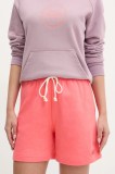 New Balance pantaloni scurti din bumbac femei, culoarea portocaliu, neted, high waist, WS41508DTR