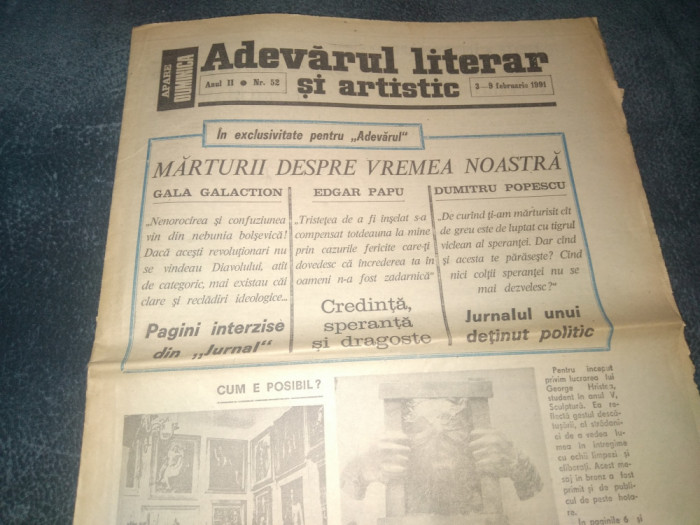 ZIARUL ADEVARUL LITERAR SI ARTISTIC NR 52 1991