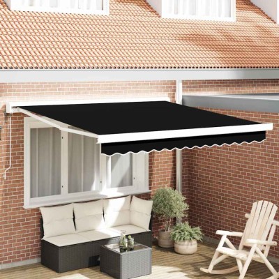 vidaXL Cortina Retractabilă Negru 350 x 250 cm Material textil, Metal foto