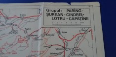 myh 12 - Harta turistica foarte veche - Muntii Parang/Surean/Lotru/Capatani
