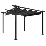 Pavilion de gradina, acoperis retractabil, antracit, 3x3 m