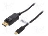 Cablu DisplayPort mufa, USB C mufa, {{Versiune}}, lungime 1.8m, {{Culoare izola&amp;#355;ie}}, LOGILINK - UA0335