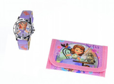 Set ceas pentru copii cu Sofia + portofel cadou - COCO6635 foto