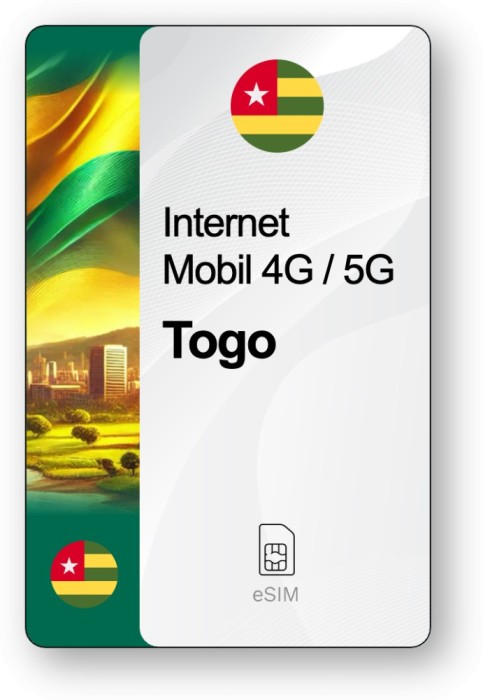 eSIM Internet Togo, valabil 30 zile, trafic 5 GB