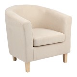 Cumpara ieftin Fotoliu Tronmo crem din material textil si picioare din lemn de cauciuc 75x69x75 cm