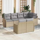 VidaXL Set de canapele pentru grădină cu pernă 7 pcs Bej Rattan poli