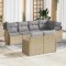 vidaXL Set de canapele pentru grădină cu pernă 7 pcs Bej Rattan poli 3354409