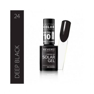 Lac de unghii Solar Gel, Revers, 12 ml, deep black, negru foto