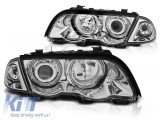 Set de faruri tuning potrivit pentru BMW Seria 3 E46 sedan/combina 05.1998-08.2001 cu baza cromata, stanga si dreapta Performance AutoTuning