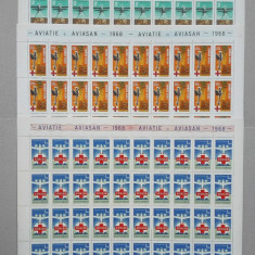 TIMBRE ROMÂNIA LP667/1968 AVIATIE SI AVIASAN 4 coli de 50 timbre MNH (descriere)