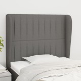 vidaXL Tăblie de pat cu aripioare gri &icirc;nchis 83x23x118/128 cm textil