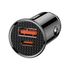 Incarcator Auto Baseus Circular cu functie QuickCharge 4.0, Iesiri USB si USB-C PD, 30W, Negru foto