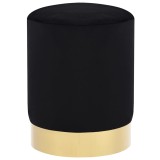 Cumpara ieftin Taburet, negru si auriu, catifea 28 x 36 cm
