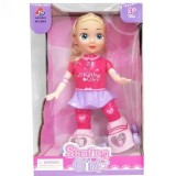 Papusa interactiva Skating Girl cu role muzica si lumini 28 cm