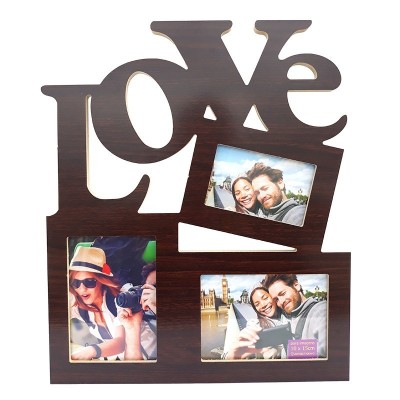 Rama foto din lemn, Colaj 3 rame foto, Love, 33 cm, 418C foto