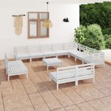 VidaXL Set mobilier de grădină, 13 piese, alb, lemn masiv de pin 3083170