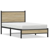 Cumpara ieftin Cadru pat metalic fara saltea, stejar sonoma, 107x203 cm