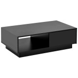 Măsuță de cafea modernă din lac lăcuit lucios cu lumină LED, 95&times;55&times;32 cm, Negru