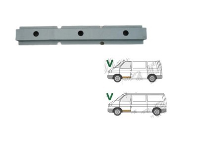 Prag interior VW TRANSPORTER (T4)/CARAVELLE/MULTIVAN, 07.1990-03.2003, partea stanga=dreapta, metal galvanizat; sub usa fata, foto