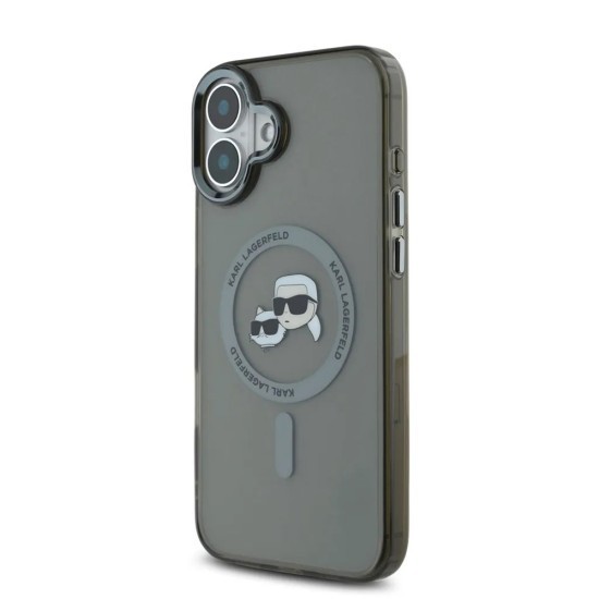 Husa pentru iPhone 16 - Karl Lagerfeld IML MagSafe (KLHMP16SHLSKCK) - Metal Karl&amp;Choupette Head