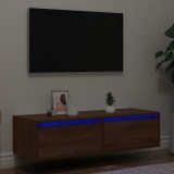 vidaXL Comodă TV cu lumini LED, stejar maro, 100X35,5x25 cm