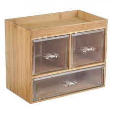 Organizator Sertare, Bambus, 3 Sertare, Transparent