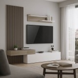 Cumpara ieftin Set de living Litende Alb-sonoma 249.4x42.2x199.5cm
