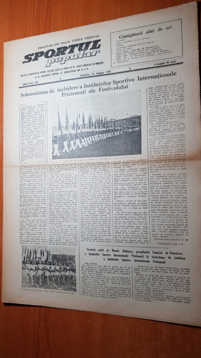 sportul popular 16 august 1953-festivalul mondial al tineretului