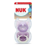 Suzeta silicon Day&amp;Night First Choice, roz, 0-6 luni, 2 bucati, Nuk