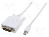 Cablu DisplayPort - DVI, DVI-D (24+1) mufa, mini DisplayPort mufa, 2m, alb, ASSMANN - AK-340305-020-W