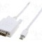Cablu DisplayPort - DVI, DVI-D (24+1) mufa, mini DisplayPort mufa, 2m, alb, ASSMANN - AK-340305-020-W