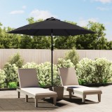 vidaXL Umbrelă de soare exterior, LED-uri și st&acirc;lp oțel, negru, 300 cm