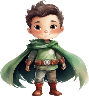 Sticker decorativ Baiat Supererou, Verde, 64 cm, 1309STK-9 foto