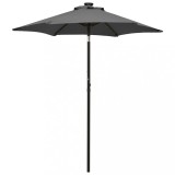 Cumpara ieftin Umbrelă de soare cu lumini LED, antracit, 200x211 cm, aluminiu