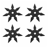 Cumpara ieftin Set patru stele de aruncat DEPOX&reg;, 7 colturi, metalic, negru, 9.5 cm