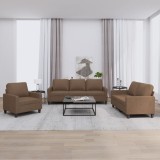 vidaXL Set de canapele cu perne, 3 piese, maro, textil