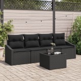 Gossi set de dining pentru gradina cu 5 piese si perne din ratan negru poli