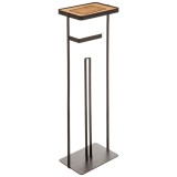 Suport hartie igienica 5Five cu raft depozitare, otel, 18x12x59 cm, negru Household NewTrend