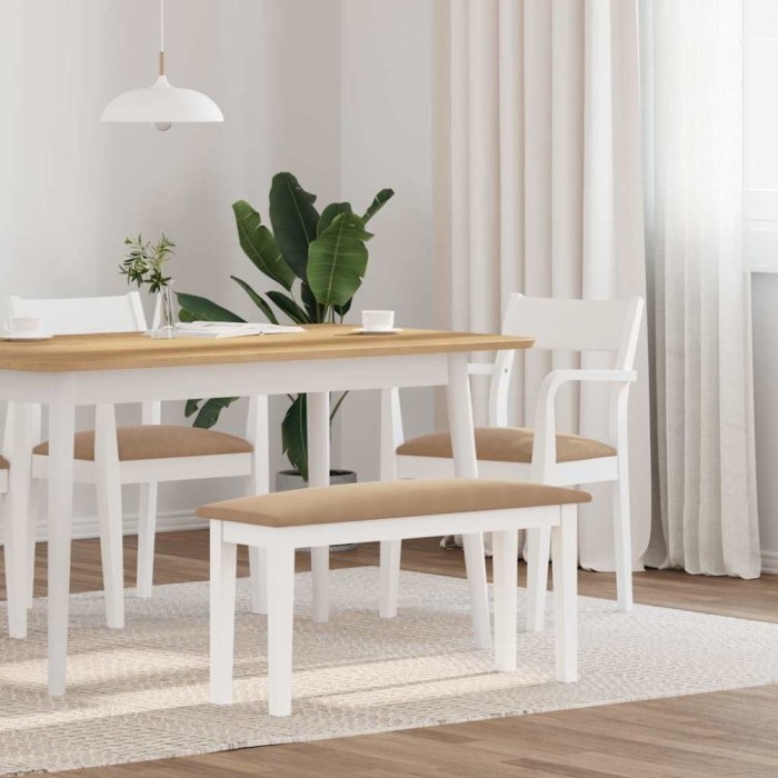 vidaXL Bancă 90 cm din lemn masiv alb cauciuc 4102600