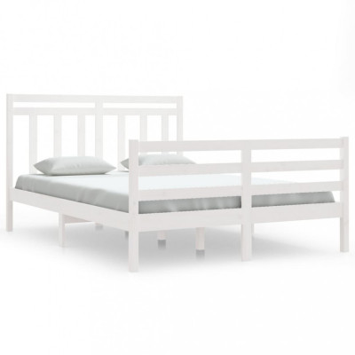 Cadru de pat, alb, 140x200 cm, lemn masiv foto