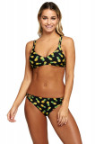 SW1507-1122 Costum de baie in doua piese cu imprimeu tropical cu ananas