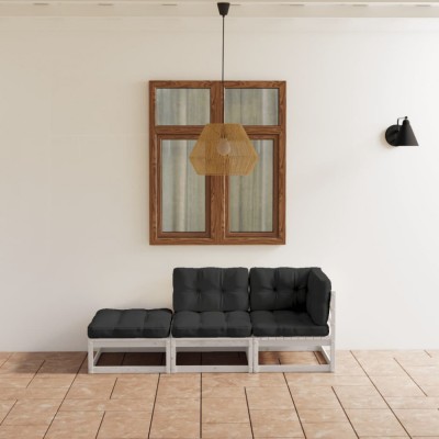 Gossi set mobilier de gradina cu perne, 3 piese, lemn masiv de pin foto