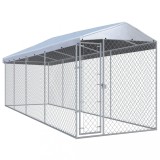 VidaXL Padoc pentru c&acirc;ini de exterior, cu acoperiș 760x190x225 cm